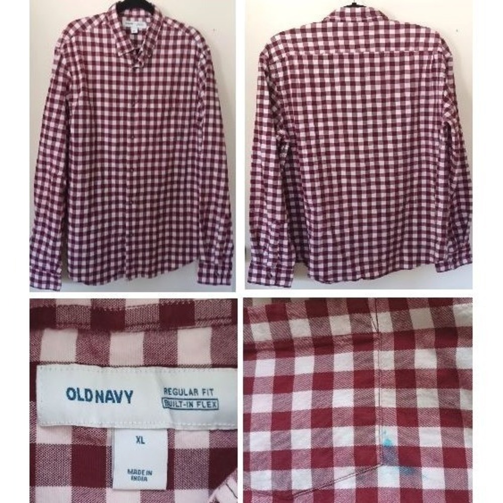 Old Navy Men's XL Shirt Gingham Check Oxford Preppy Rustic Lumberjack Work READ